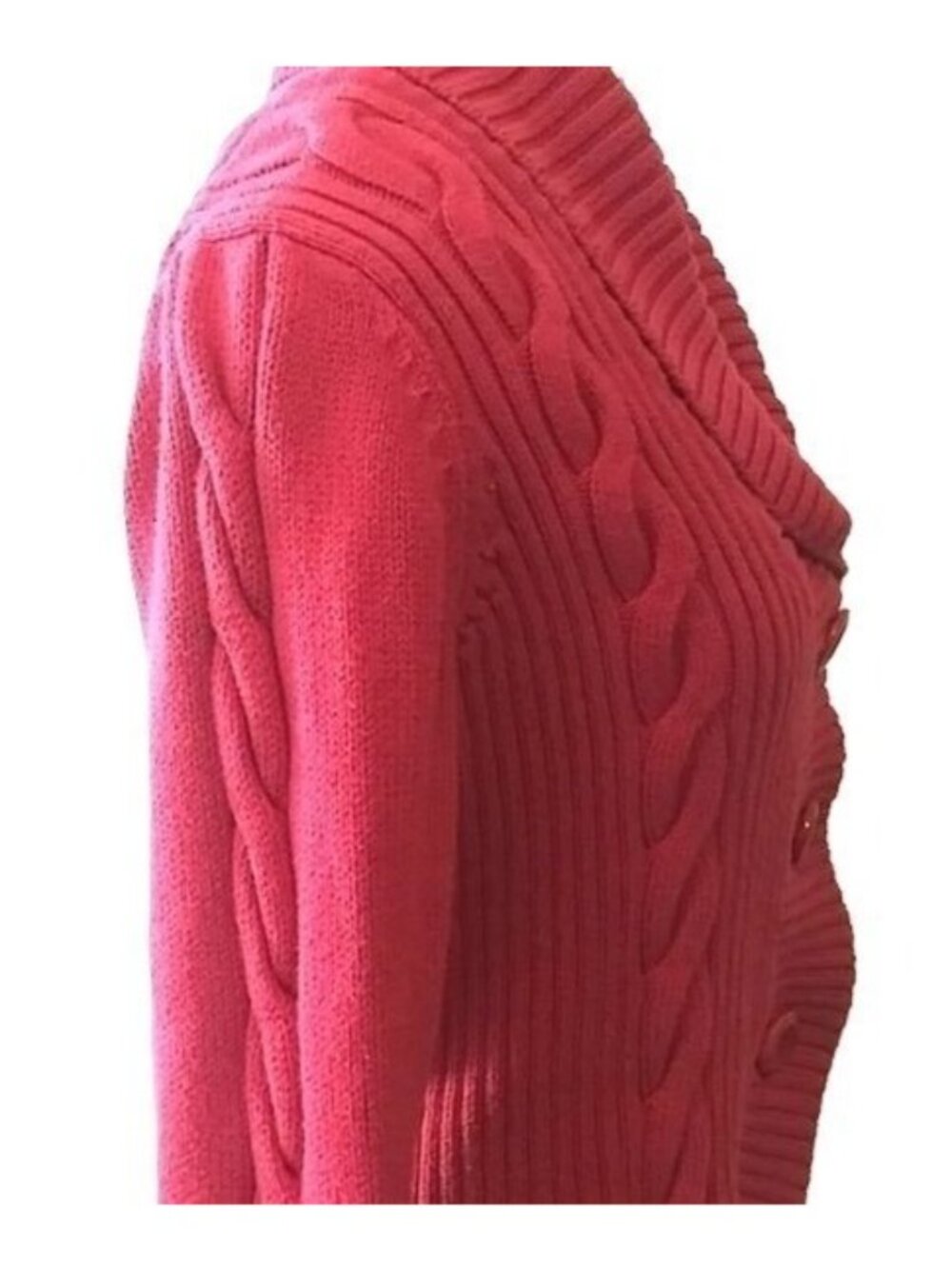 G H Bass & Co Size Medium Cardigan Sweater Red Button-Up Cable Knit Chic Warm - Picture 5 of 8